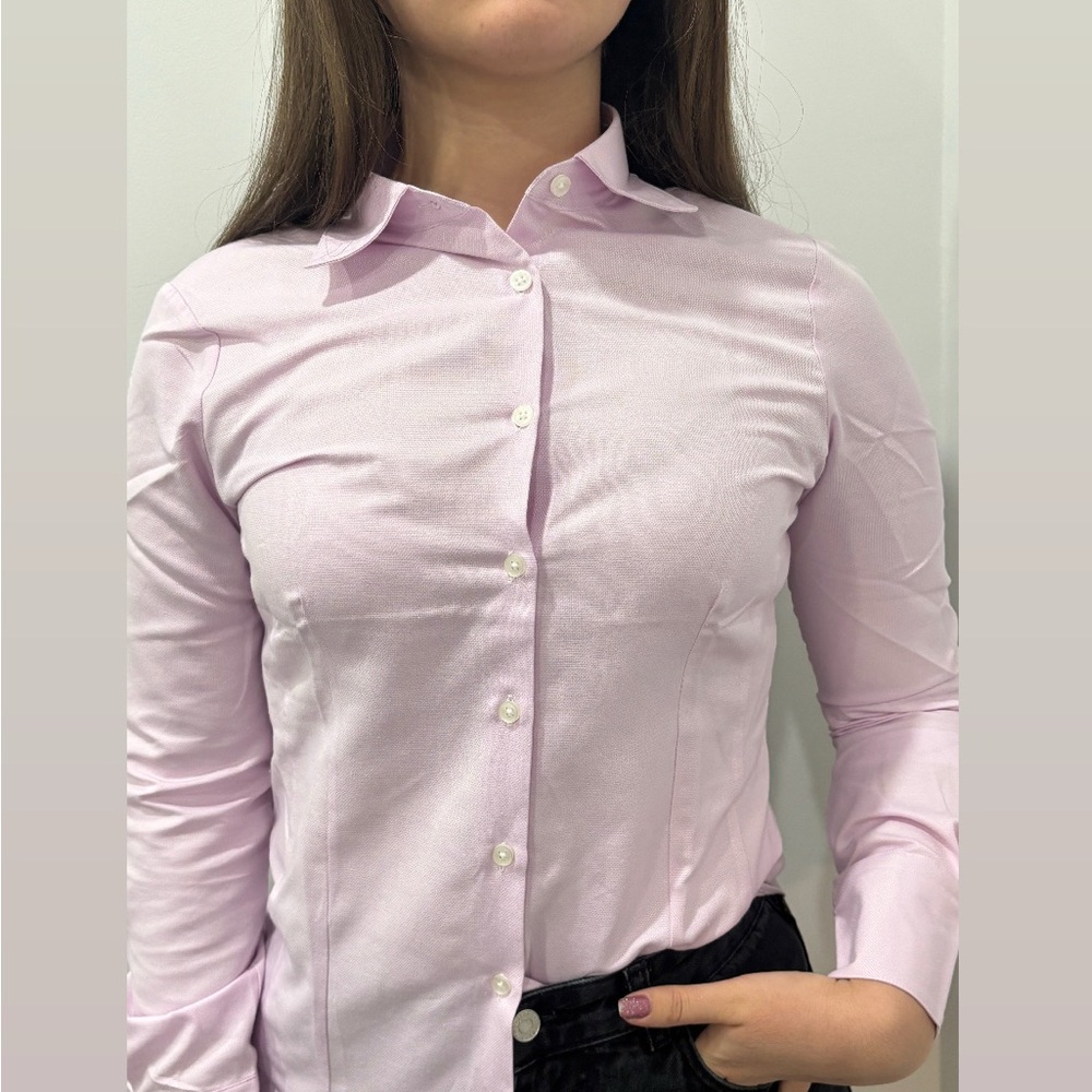 Light Pink Office Shirt Women Classic Button Up Blouse